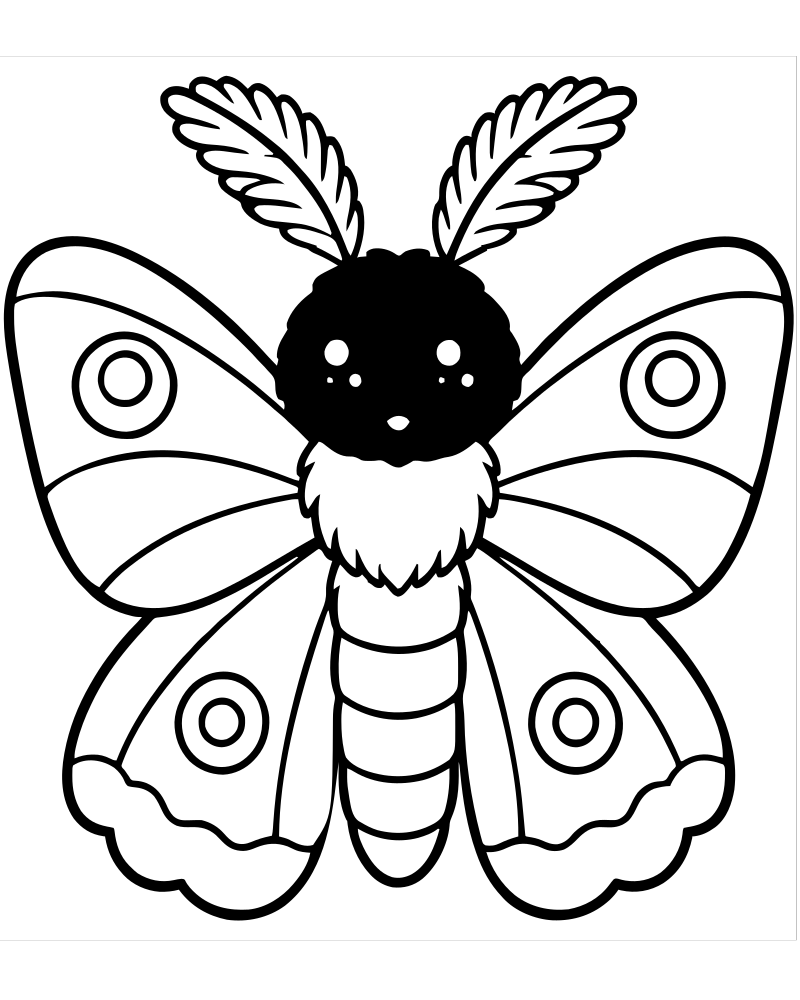Printable moth line art — Bug coloring page