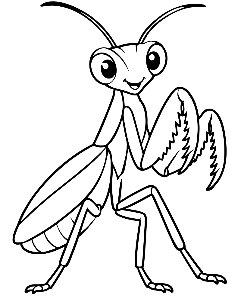 Praying Mantis — printable Bug coloring sheet for preschoolers