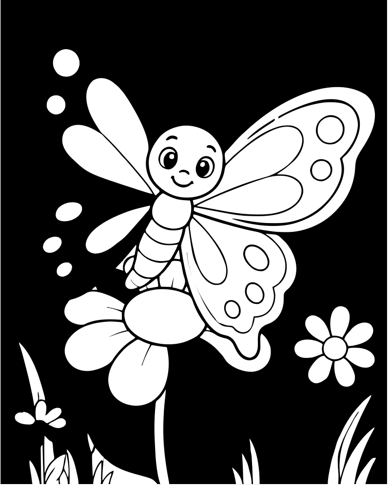 Meadow Butterfly — printable Butterfly coloring sheet for preschoolers