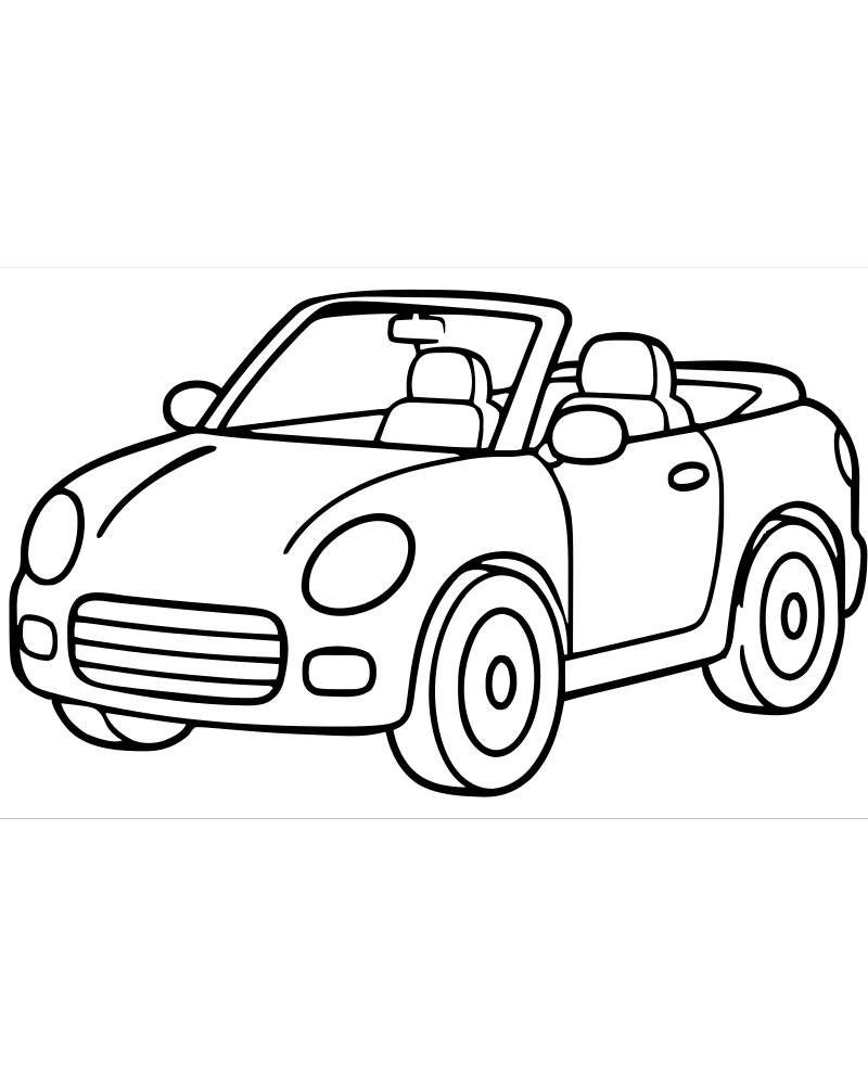 Printable convertible cruising line art — Car coloring page