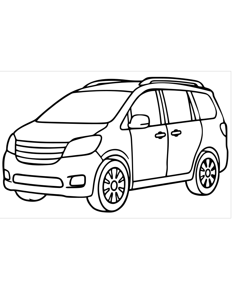Printable family car line art — Car coloring page