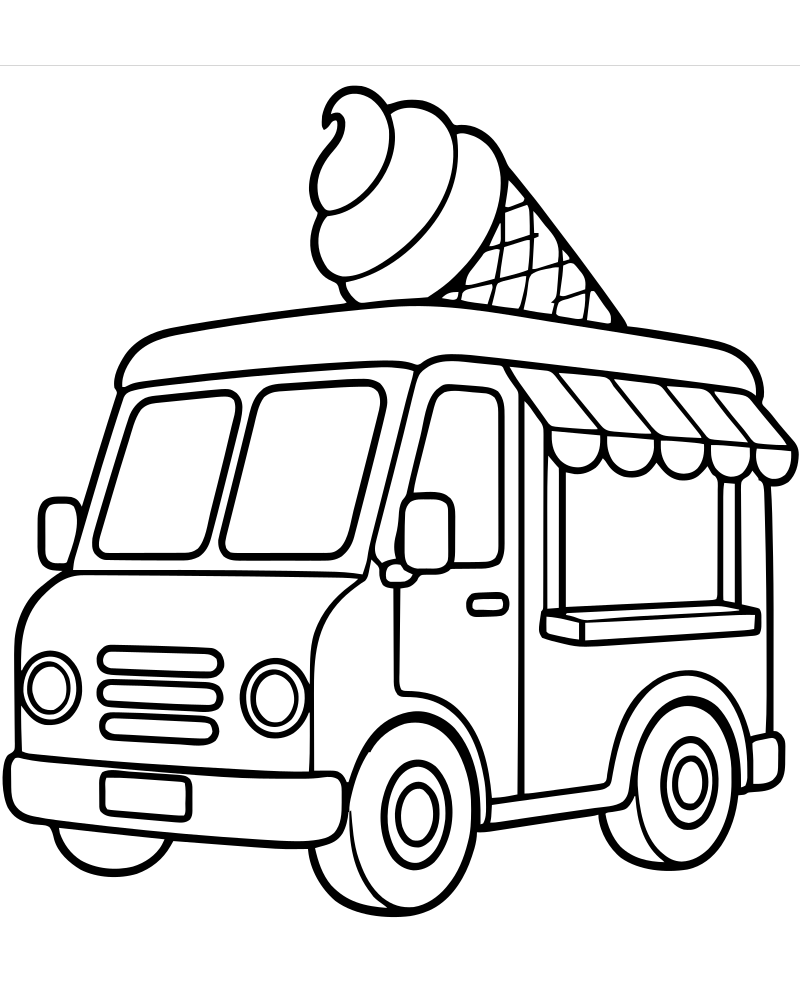 Ice Cream Car — free printable Car coloring page for kids