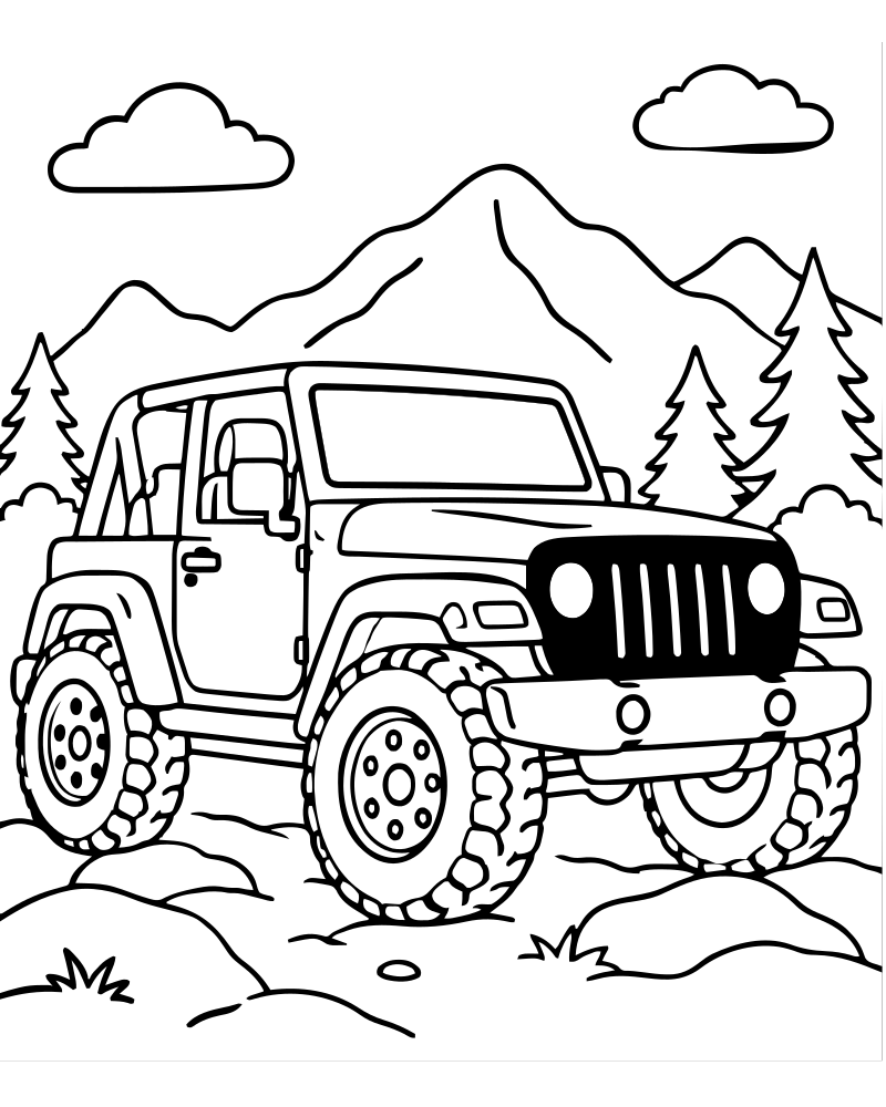 Jeep Adventure — free printable Car coloring page for kids