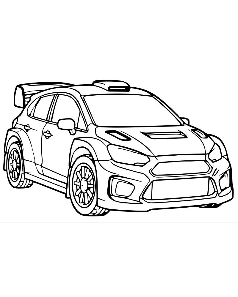 Rally Car — Car coloring page to print for children
