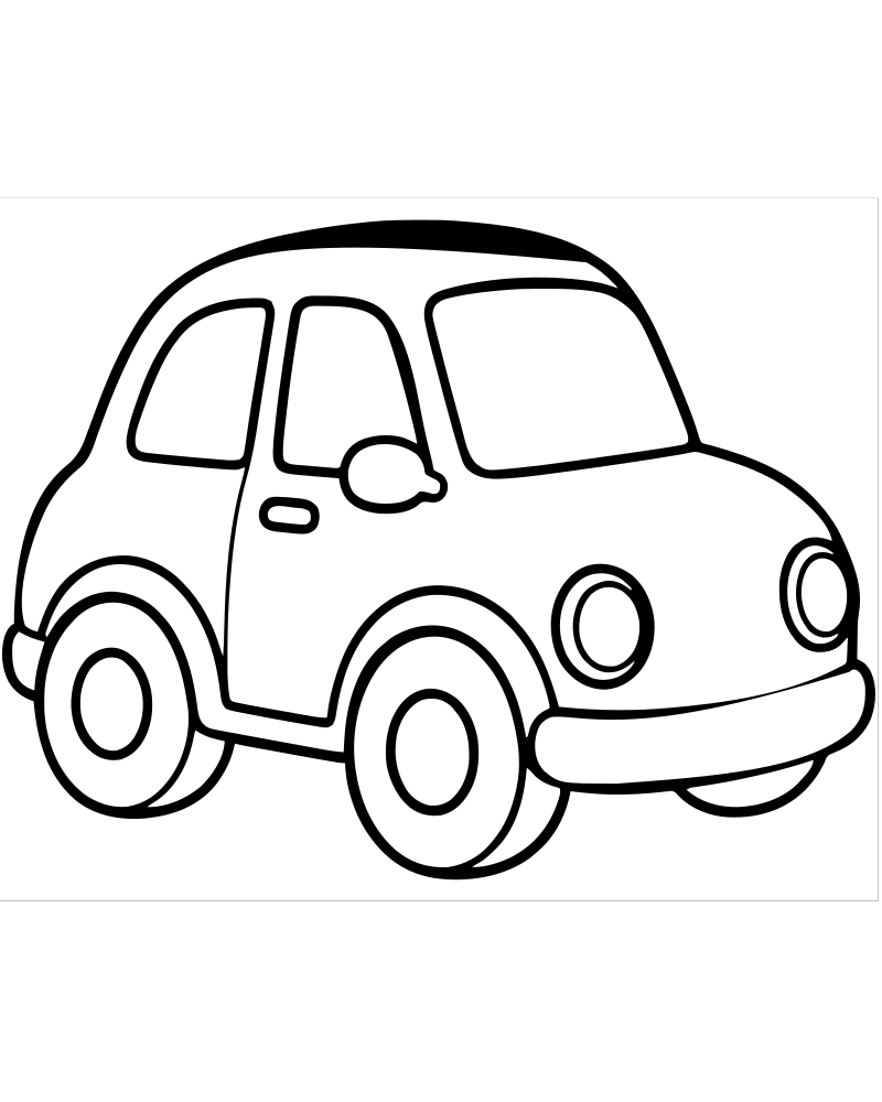 Simple Car for Toddlers — Car coloring page to print for children