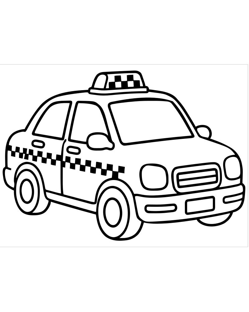 Printable taxi cab line art — Car coloring page