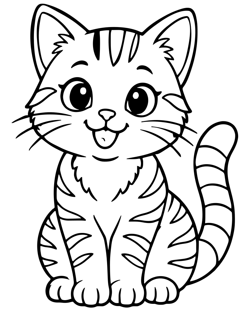 Tabby Cat Portrait — free printable Cat coloring page for kids