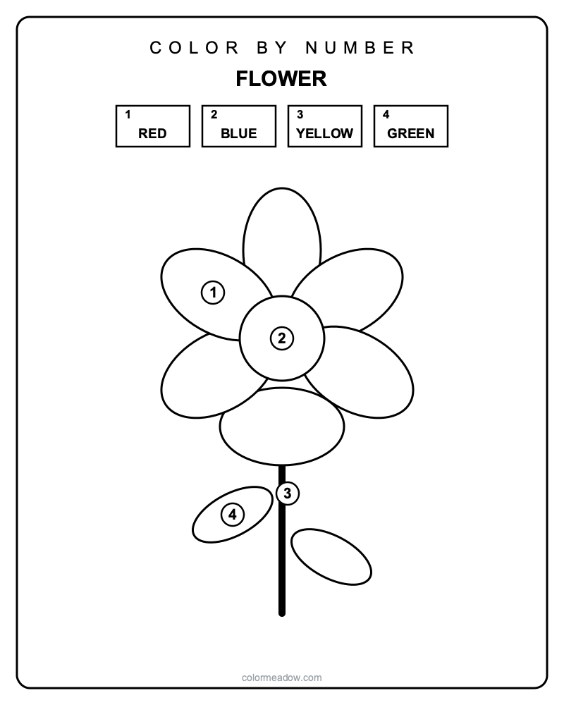 Color by Number Flower — free printable Color By Number Printables coloring page for kids