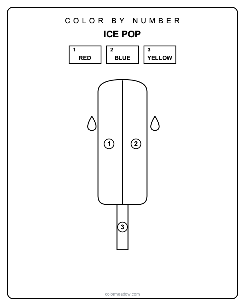 Printable color by number ice pop line art — Color By Number Printables coloring page