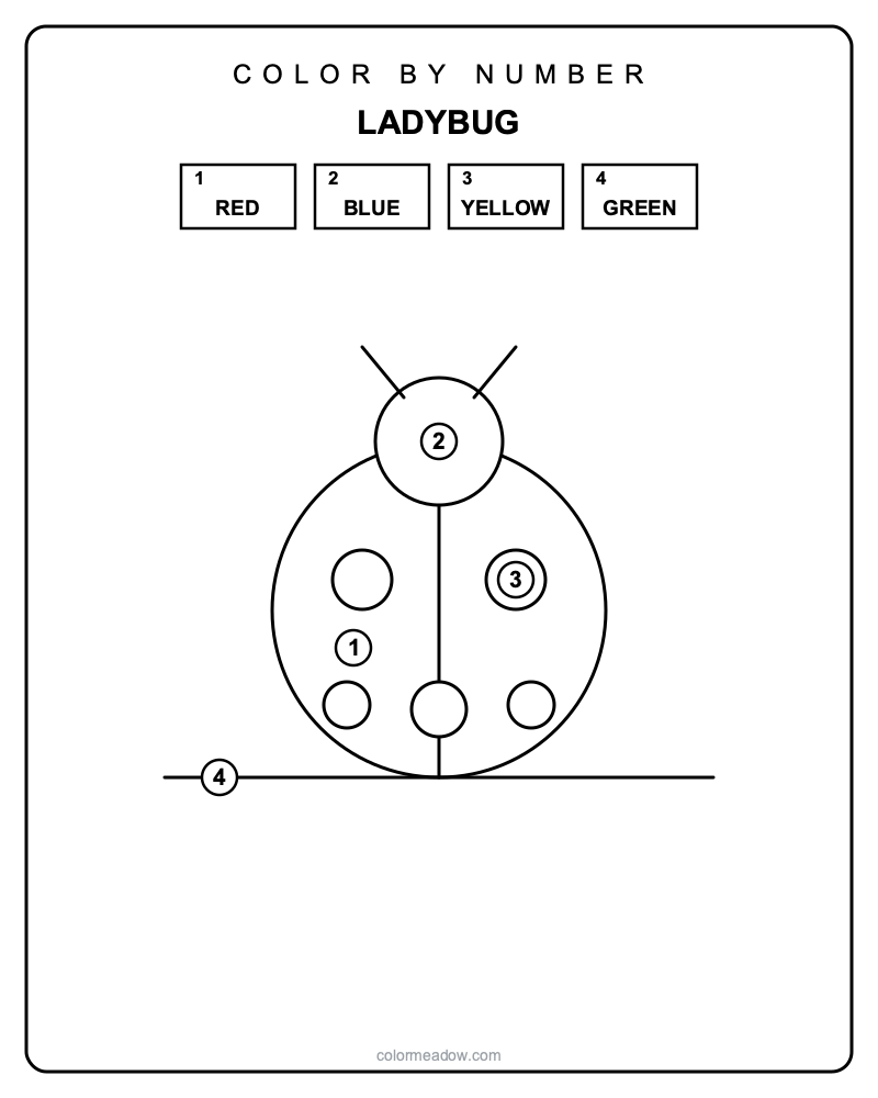 Color by Number Ladybug picture to color — Color By Number Printables coloring page for kids