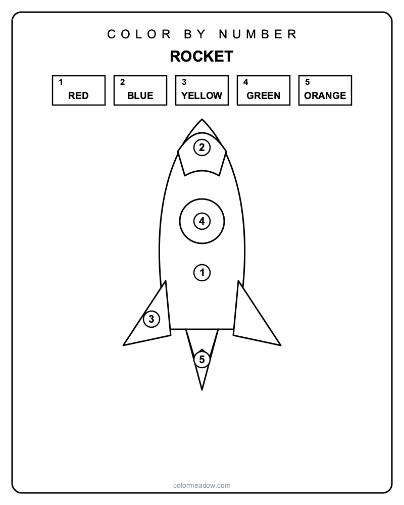 Color by Number Rocket — Color By Number Printables coloring page to print for children