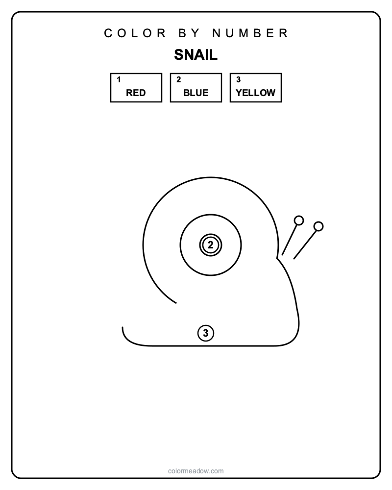 Color by Number Snail picture to color — Color By Number Printables coloring page for kids