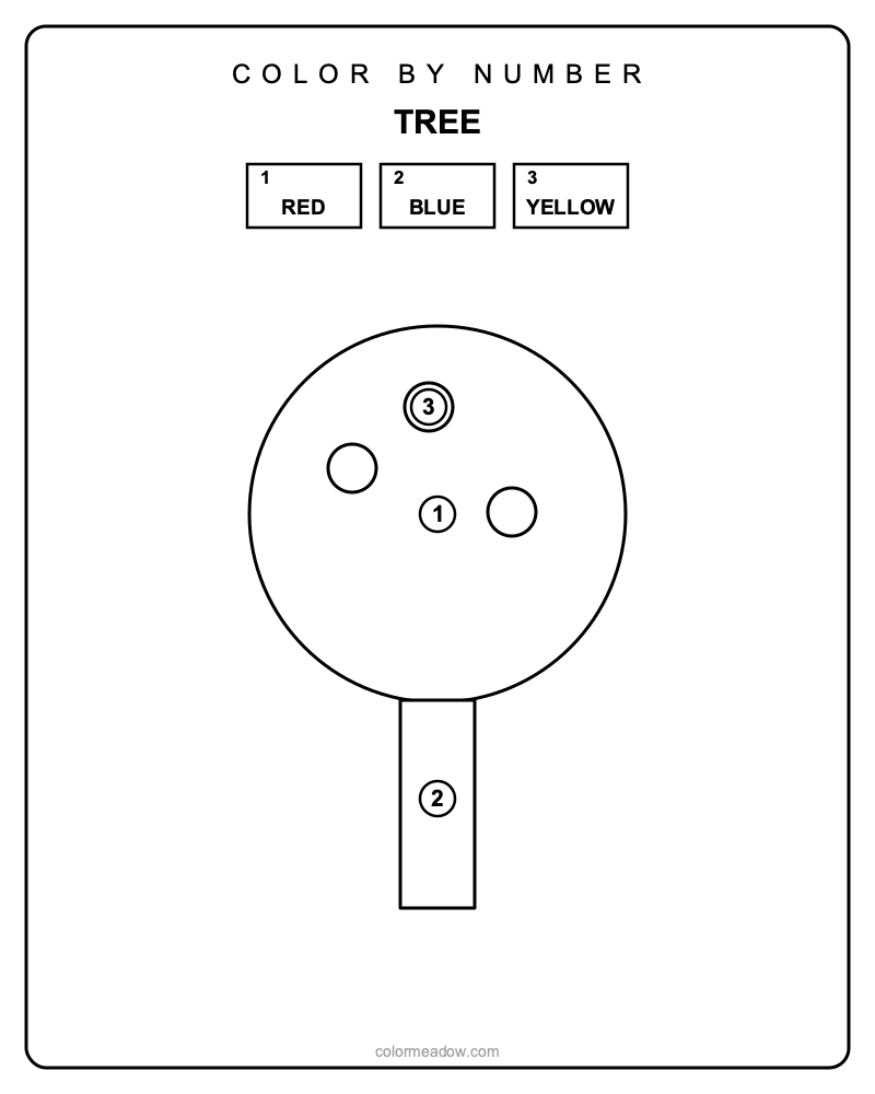 Color by Number Tree — free printable Color By Number Printables coloring page for kids