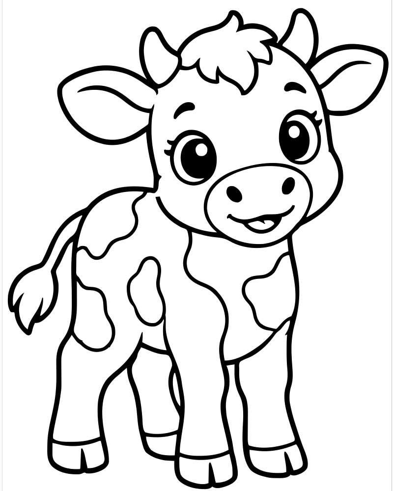 Baby Calf picture to color — Cow coloring page for kids