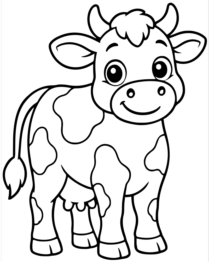 Printable jersey cow line art — Cow coloring page