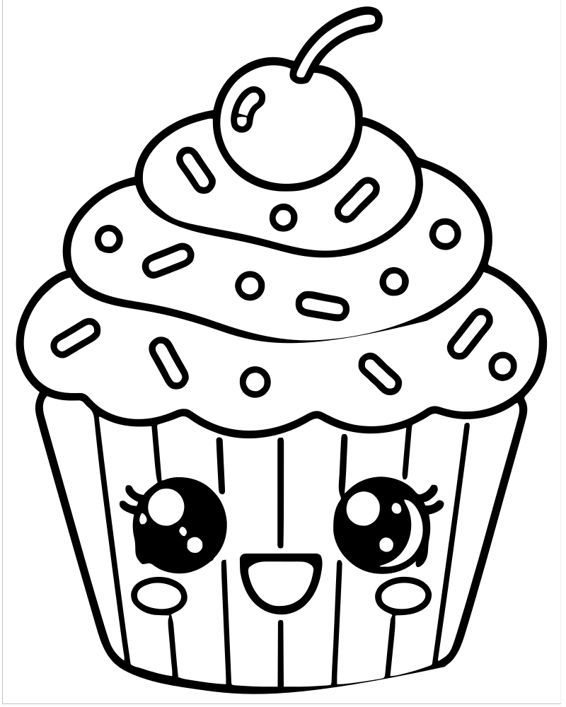 Cupcake Close-Up picture to color — Cupcake coloring page for kids
