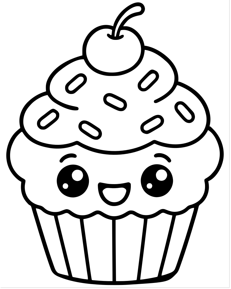Simple Cupcake for Toddlers — printable Cupcake coloring sheet for preschoolers