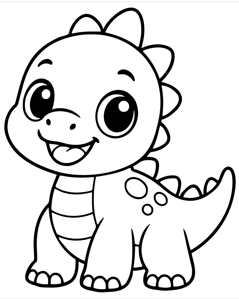 Cute Chibi Dino picture to color — Dinosaur coloring page for kids