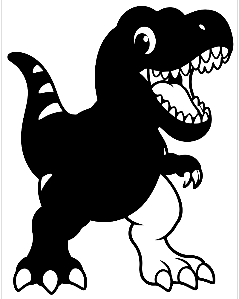Printable roaring t-rex line art — Dinosaur coloring page