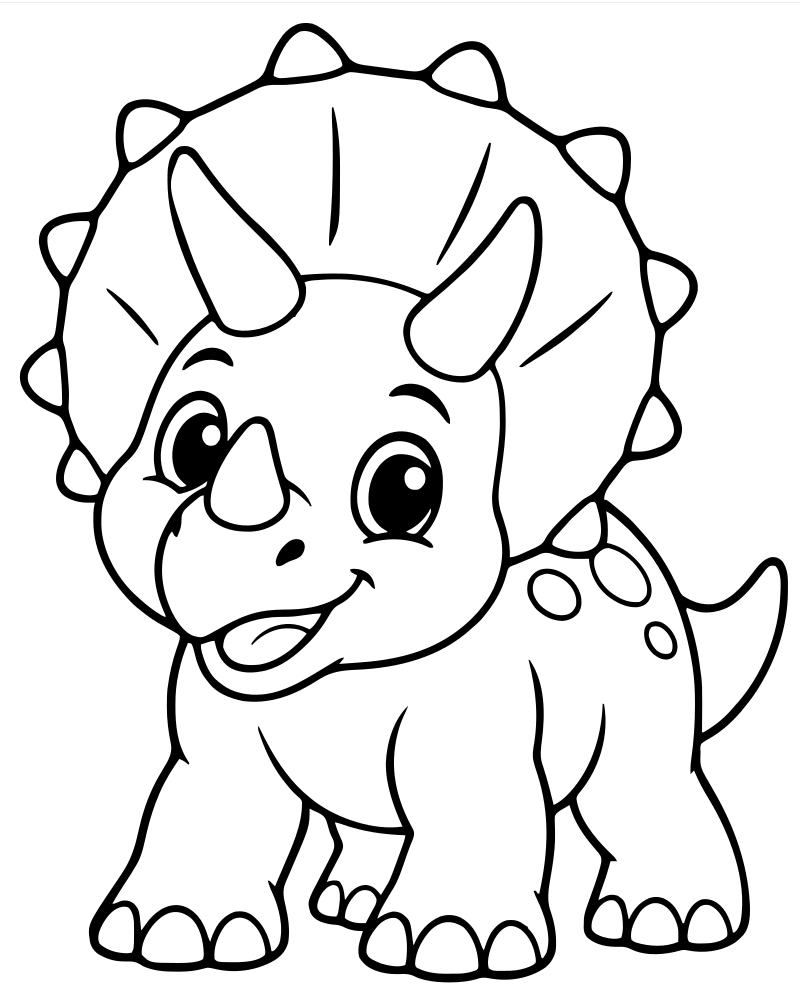 Three-Horned Triceratops — printable Dinosaur coloring sheet for preschoolers