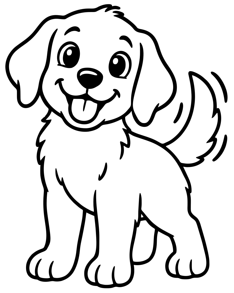 Dog Wagging Its Tail — printable Dog coloring sheet for preschoolers