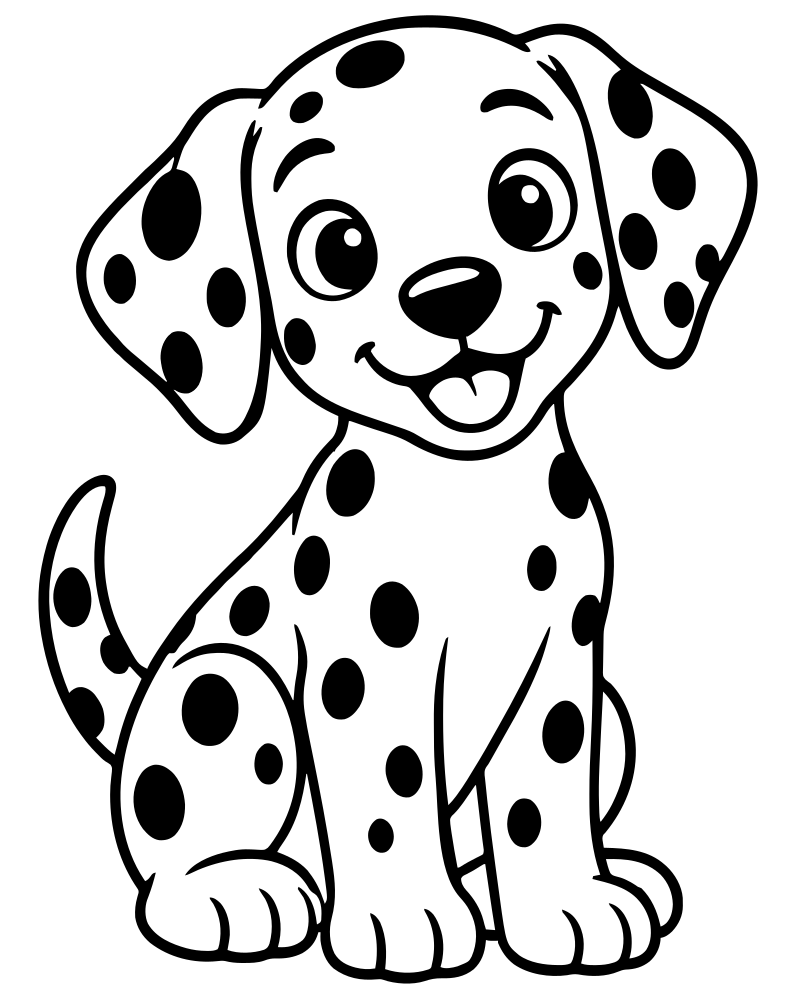 Printable spotty dalmatian line art — Dog coloring page