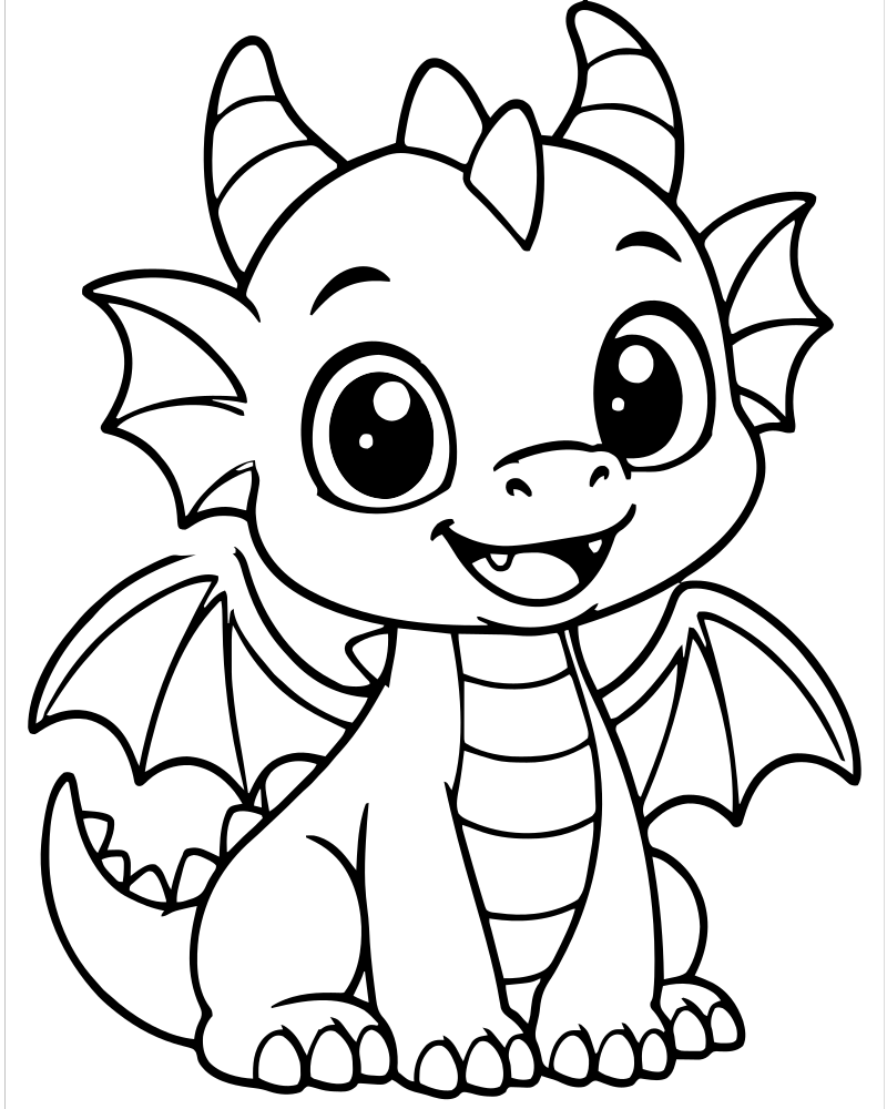 Baby Dragon — printable Dragon coloring sheet for preschoolers