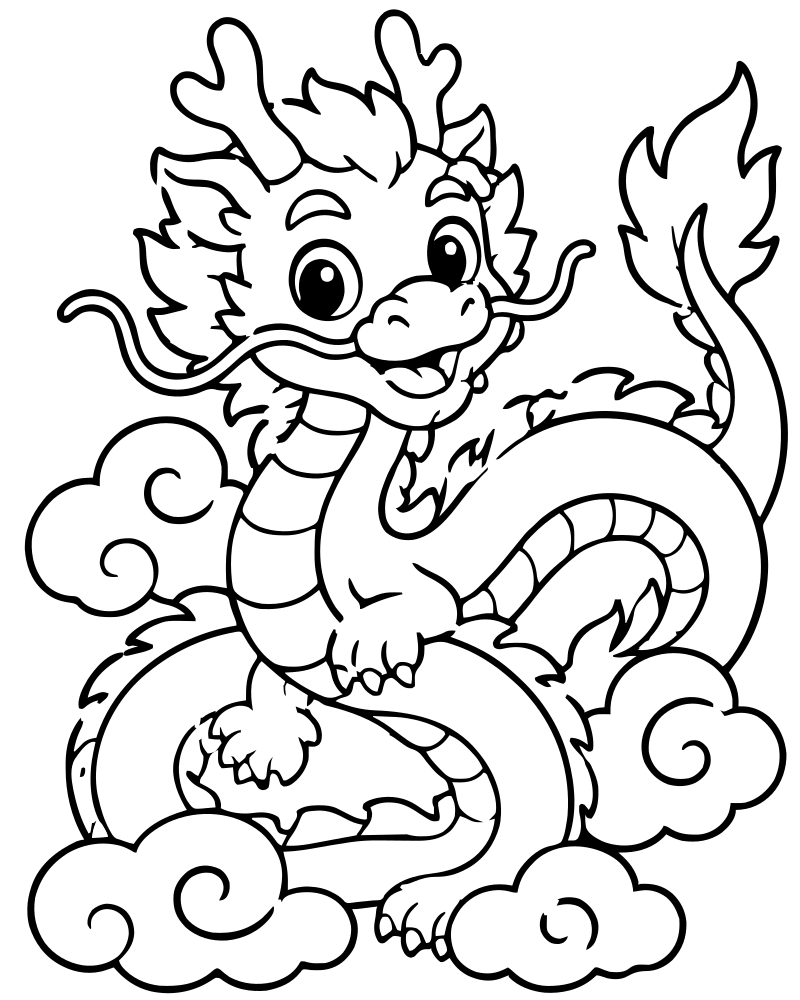 Cloud Dragon — printable Dragon coloring sheet for preschoolers