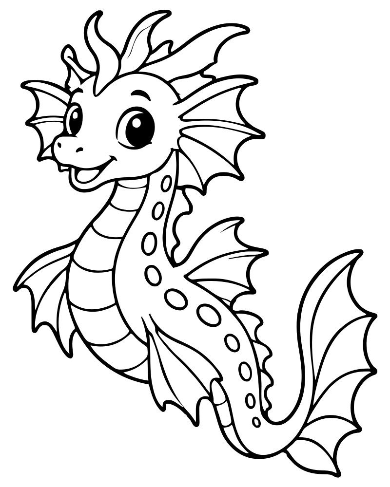 Sea Dragon picture to color — Dragon coloring page for kids