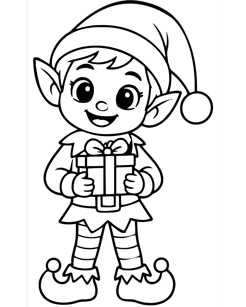 Christmas Elf — free printable Elf coloring page for kids