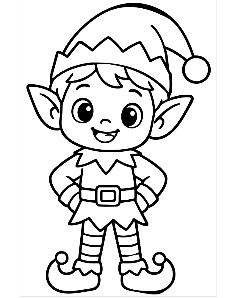 Simple Elf for Toddlers — Elf coloring page to print for children