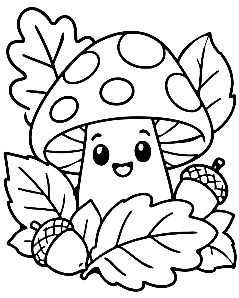 Forest Floor Leaves picture to color — Fall Leaves coloring page for kids