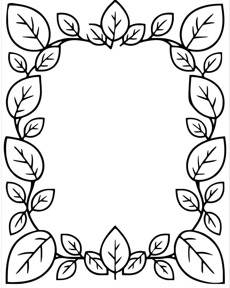 Leaves Border Frame — Fall Leaves coloring page to print for children