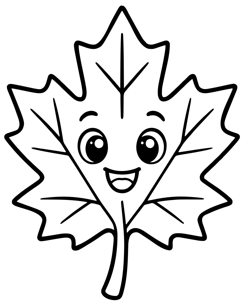 Maple Leaf — free printable Fall Leaves coloring page for kids