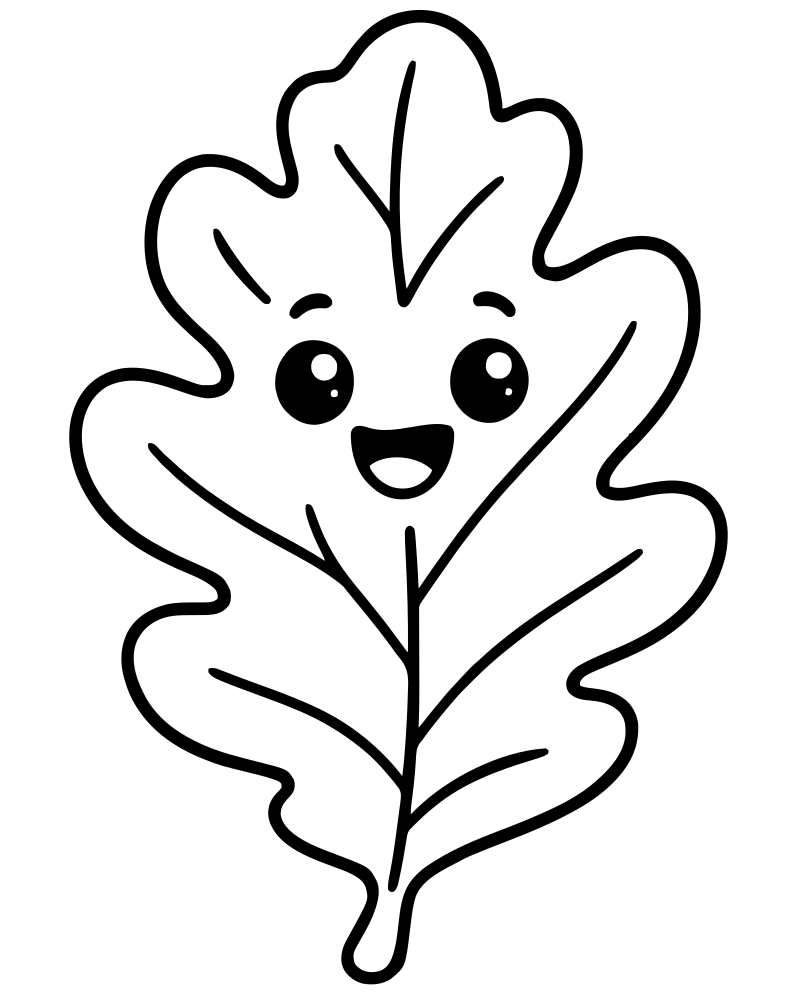 Oak Leaf — printable Fall Leaves coloring sheet for preschoolers