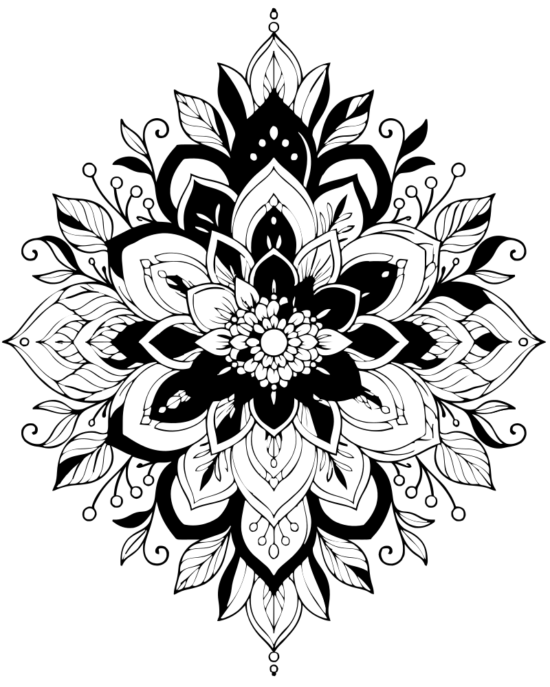 Flower Mandala — free printable Flower coloring page for kids