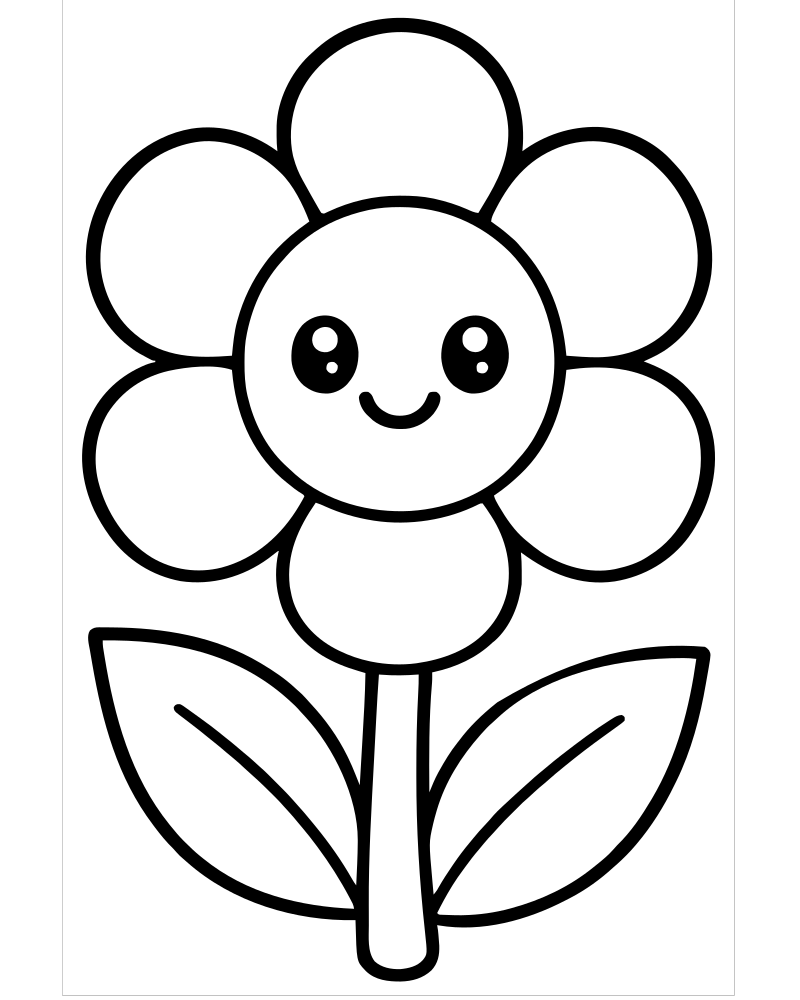 Single Simple Flower — Flower coloring page to print for children