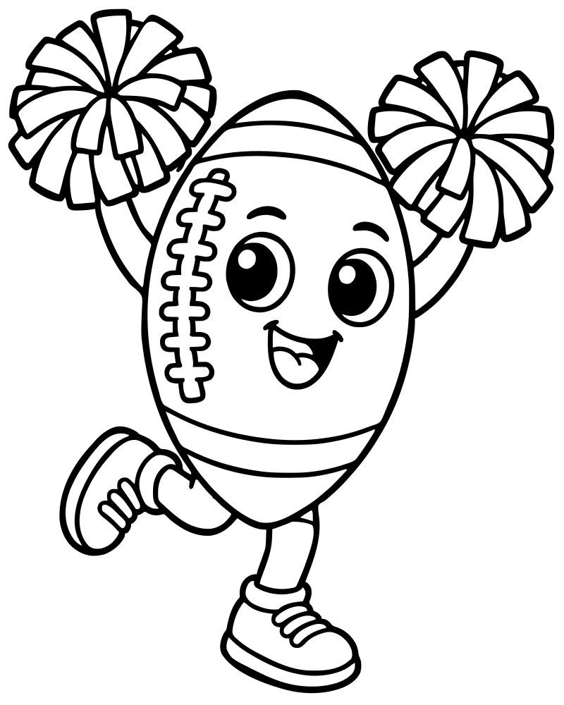 Football and Pom Poms picture to color — Football coloring page for kids