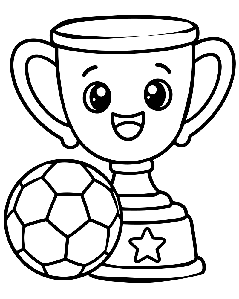 Football and Trophy — printable Football coloring sheet for preschoolers