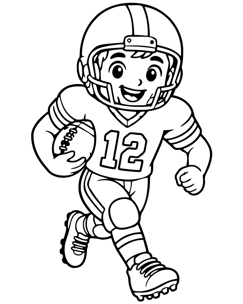 Football Player Running — Football coloring page to print for children