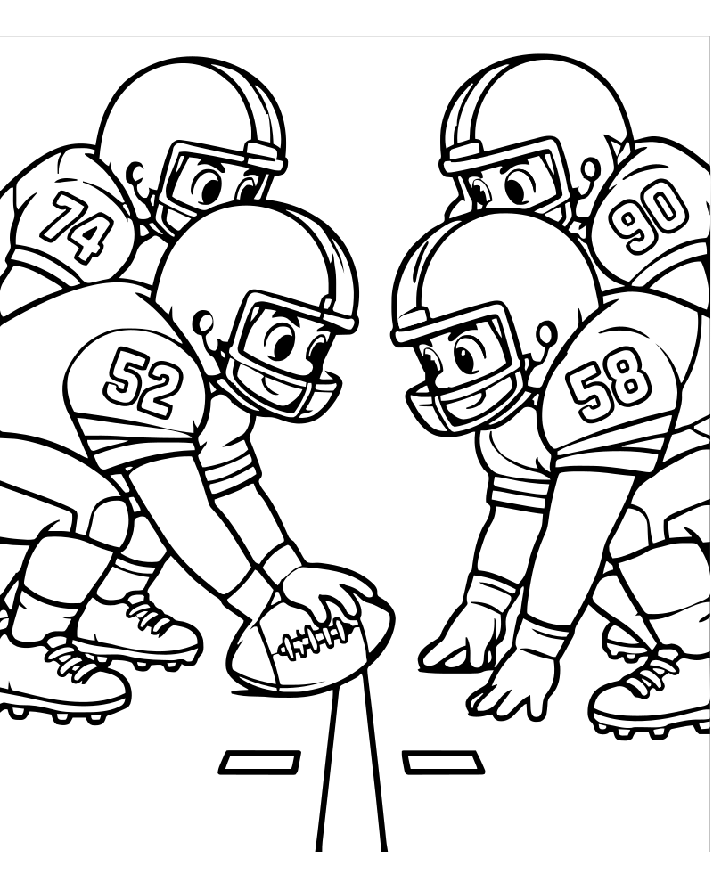 Line of Scrimmage — Football coloring page to print for children