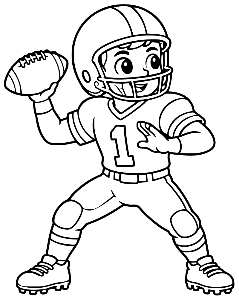 Quarterback Throw picture to color — Football coloring page for kids