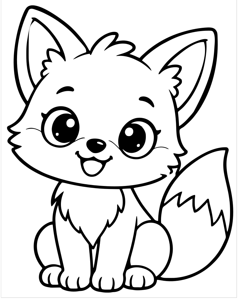 Chibi Fox — printable Fox coloring sheet for preschoolers