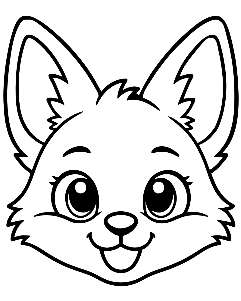 Printable fox ears close-up line art — Fox coloring page
