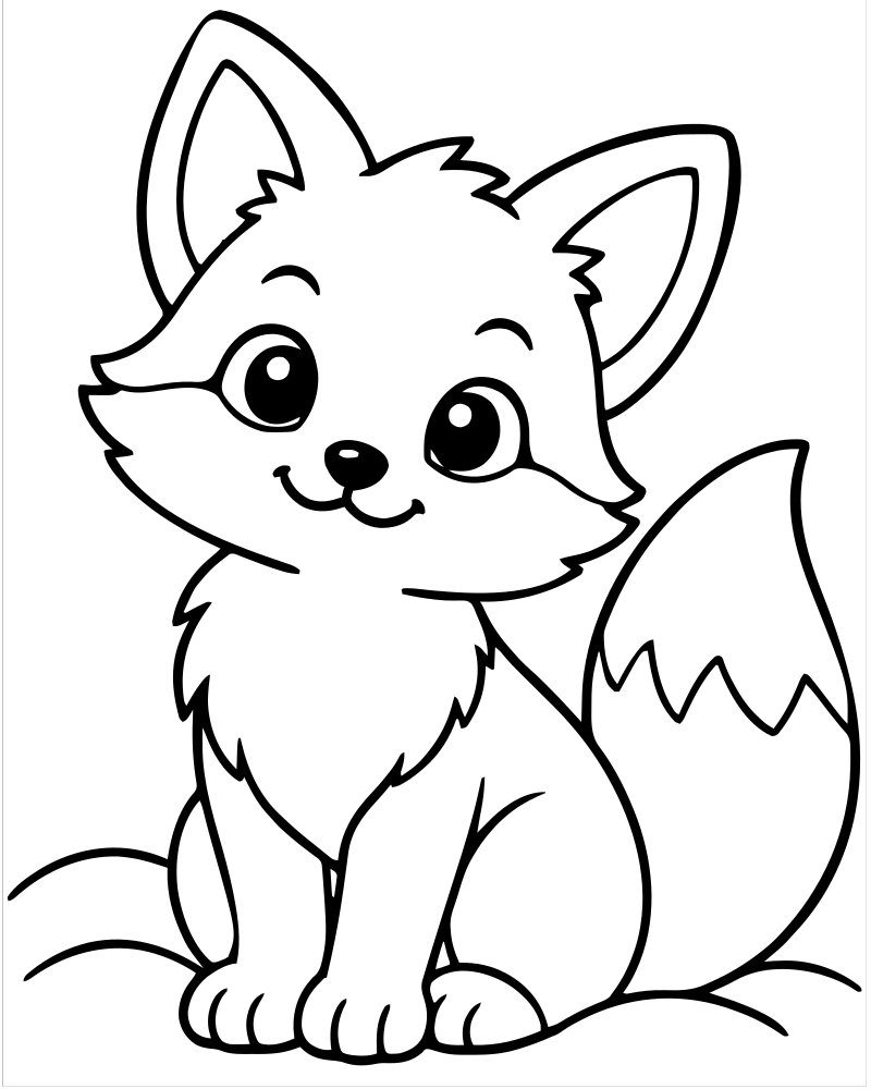 Fox in the Snow — printable Fox coloring sheet for preschoolers