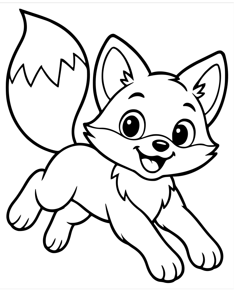 Fox Jumping picture to color — Fox coloring page for kids