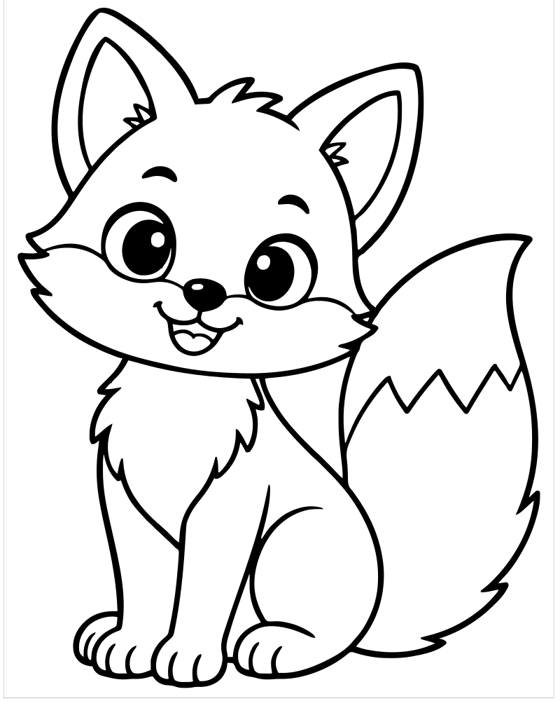 Fox with a Bushy Tail — free printable Fox coloring page for kids