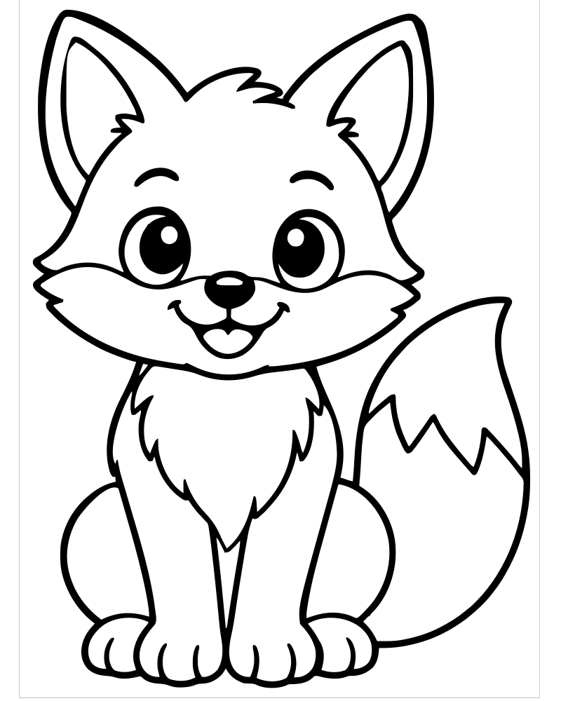 Printable red fox portrait line art — Fox coloring page
