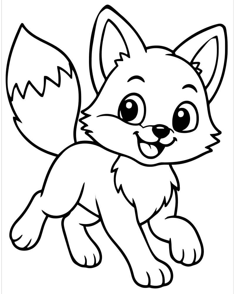 Running Fox — Fox coloring page to print for children