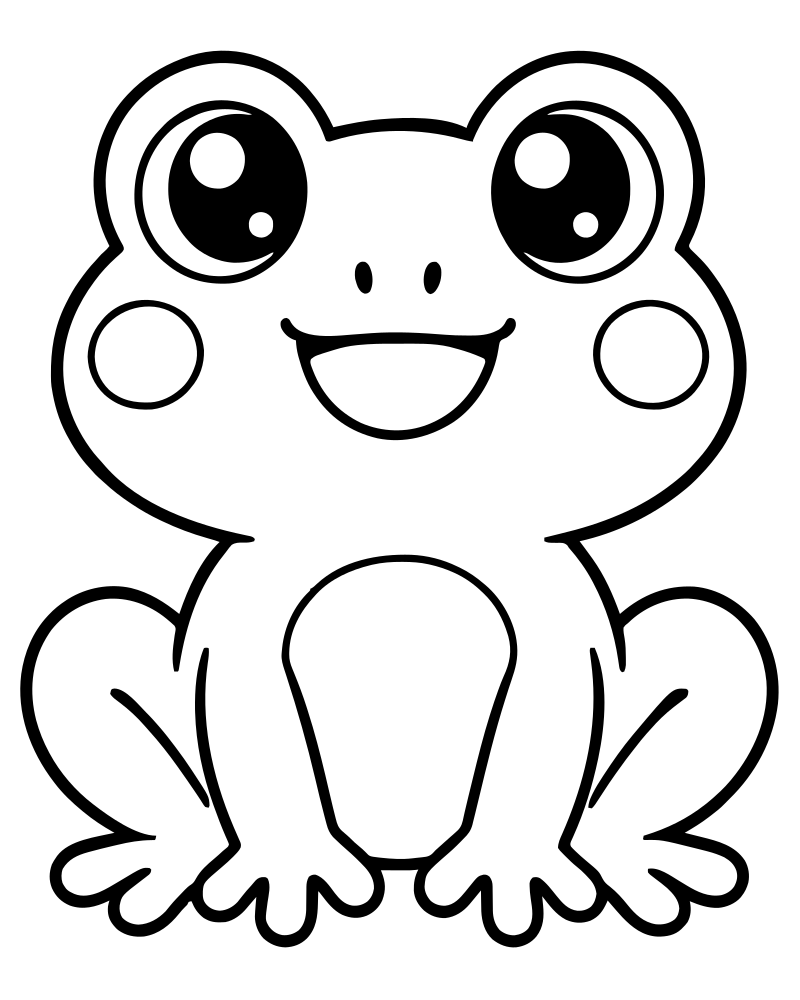Printable cute chibi frog line art — Frog coloring page